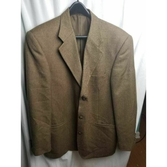 Hardy Amies Mens Three Button Suit Jacket Brown No